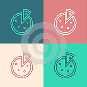 Pop art line Homemade pie icon isolated on color background. Vector