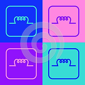 Pop art line Inductor in electronic circuit icon isolated on color background. Vector