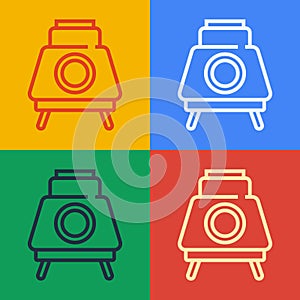 Pop art line Mars rover icon isolated on color background. Space rover. Moonwalker sign. Apparatus for studying planets