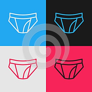 Pop art line Men underpants icon isolated on color background. Man underwear. Vector