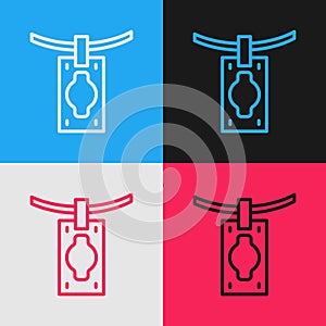 Pop art line Money laundering icon isolated on color background. Money crime concept. Vector