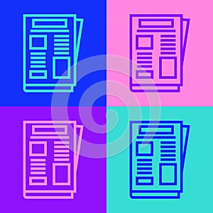 Pop art line News icon isolated on color background. Newspaper sign. Mass media symbol. Vector