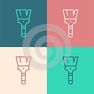 Pop art line Paint brush icon isolated on color background. Vector