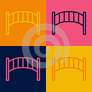 Pop art line Playground kids bridge icon isolated on color background. Vector