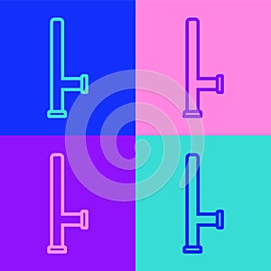 Pop art line Police rubber baton icon isolated on color background. Rubber truncheon. Police Bat. Police equipment