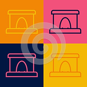 Pop art line Railway tunnel icon isolated on color background. Railroad tunnel. Vector