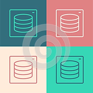 Pop art line Server, Data, Web Hosting icon isolated on color background. Vector