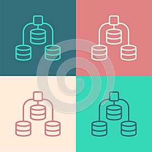 Pop art line Server, Data, Web Hosting icon isolated on color background. Vector