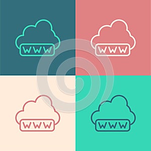 Pop art line Software, web development, programming concept icon isolated on color background. Programming language and