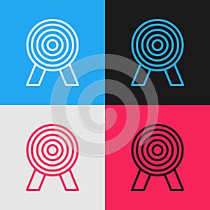 Pop art line Target icon isolated on color background. Dart board sign. Archery board icon. Dartboard sign. Business