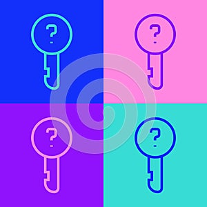 Pop art line Undefined key icon isolated on color background. Vector Illustration