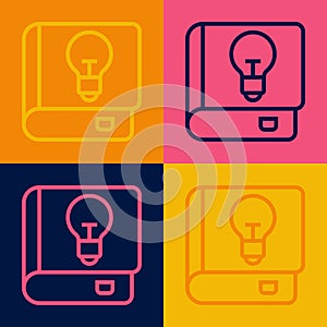 Pop art line User manual icon isolated on color background. User guide book. Instruction sign. Read before use. Vector