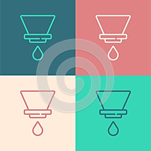 Pop art line V60 coffee maker icon isolated on color background. Vector photo