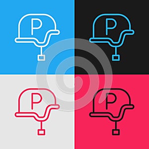 Pop art line War journalist correspondent icon isolated on color background. Live news. Vector