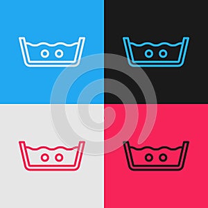Pop art line Washing under 40 degrees celsius icon isolated on color background. Temperature wash. Vector