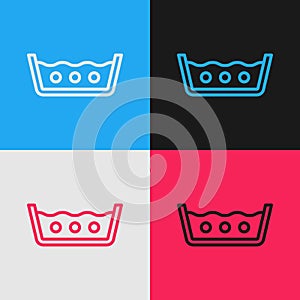 Pop art line Washing under 50 degrees celsius icon isolated on color background. Temperature wash. Vector