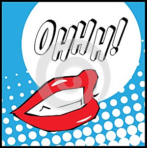 Pop art lips with Ohhh illustration