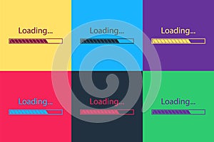 Pop art Loading icon isolated on color background. Progress bar icon. Vector