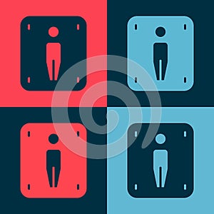 Pop art Male toilet icon isolated on color background. WC sign. Washroom. Vector