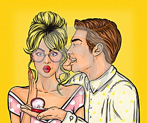 Pop art man makes a marriage proposal