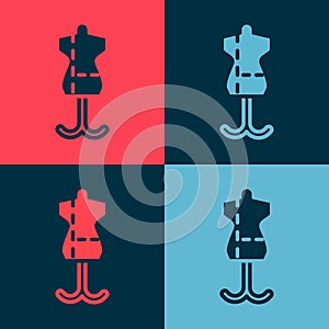 Pop art Mannequin icon isolated on color background. Tailor dummy. Vector