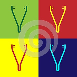 Pop art Medical tweezers icon isolated on color background. Medicine and health. Anatomical tweezers. Vector