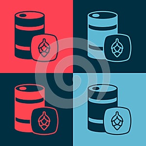 Pop art Metal beer keg icon isolated on color background. Vector