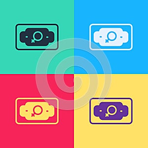 Pop art Money growth woman icon isolated on color background. Income concept. Business growth. Investing, savings and