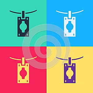 Pop art Money laundering icon isolated on color background. Money crime concept. Vector