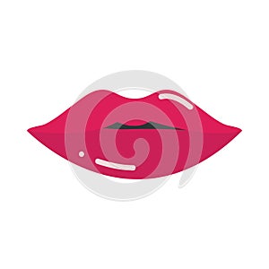 Pop art mouth and lips cool sexy red kissed flat icon design