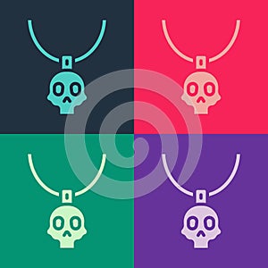 Pop art Necklace amulet icon isolated on color background. Vector