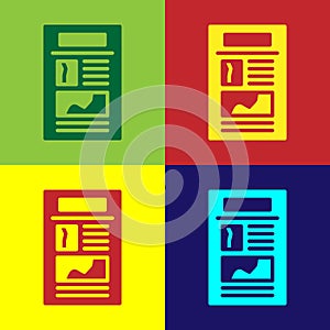 Pop art News icon isolated on color background. Newspaper sign. Mass media symbol. Vector