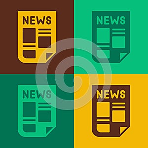 Pop art News icon isolated on color background. Newspaper sign. Mass media symbol. Vector