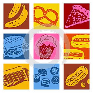 Pop art objects - food