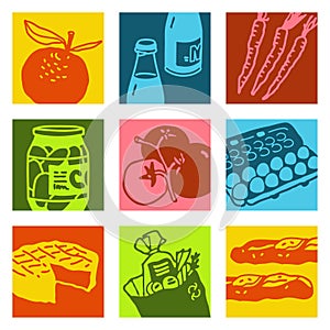 Pop art objects - food & market