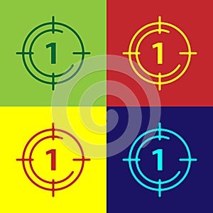 Pop art Old film movie countdown frame icon isolated on color background. Vintage retro cinema timer count. Vector