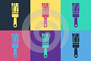 Pop art Paint brush icon isolated on color background. Vector