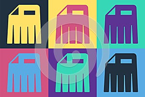 Pop art Paper shredder confidential and private document office information protection icon isolated on color background