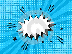 Pop art pattern. Comic blue halftone background. Vector illustration