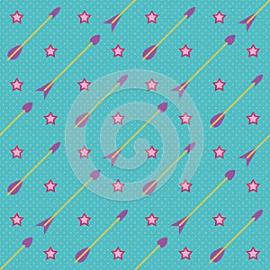 Pop Art pattern with stars and arrows