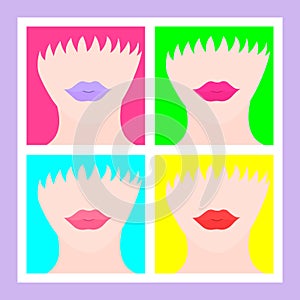 pop art picture with a close-up of a girl face