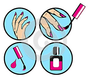 Pop Art Pin Up Nail polishing at the salon - Icons Set is