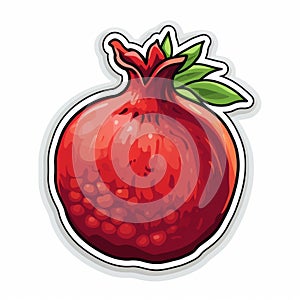 Pop Art Pomegranate Sticker: Thomas Hart Benton Inspired Cartoonish Design