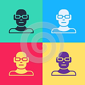 Pop art Poor eyesight and corrected vision with optical glasses icon isolated on color background. Vector
