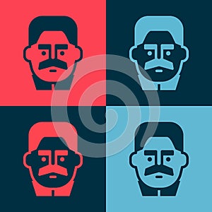 Pop art Portrait of Joseph Stalin icon isolated on color background. Vector