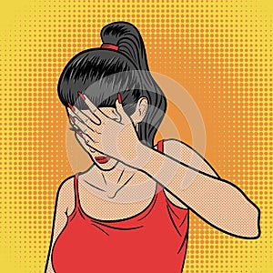 Pop Art Poster with Facepalm Expression photo