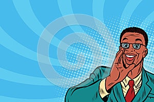 Pop art promo businessman in glasses