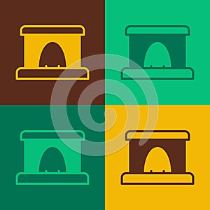 Pop art Railway tunnel icon isolated on color background. Railroad tunnel. Vector