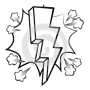 Pop art ray with explosion cartoon in black and white