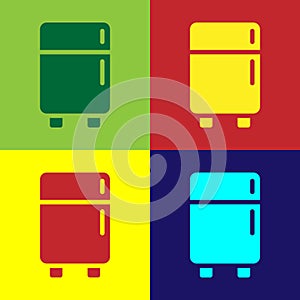 Pop art Refrigerator icon isolated on color background. Fridge freezer refrigerator. Household tech and appliances